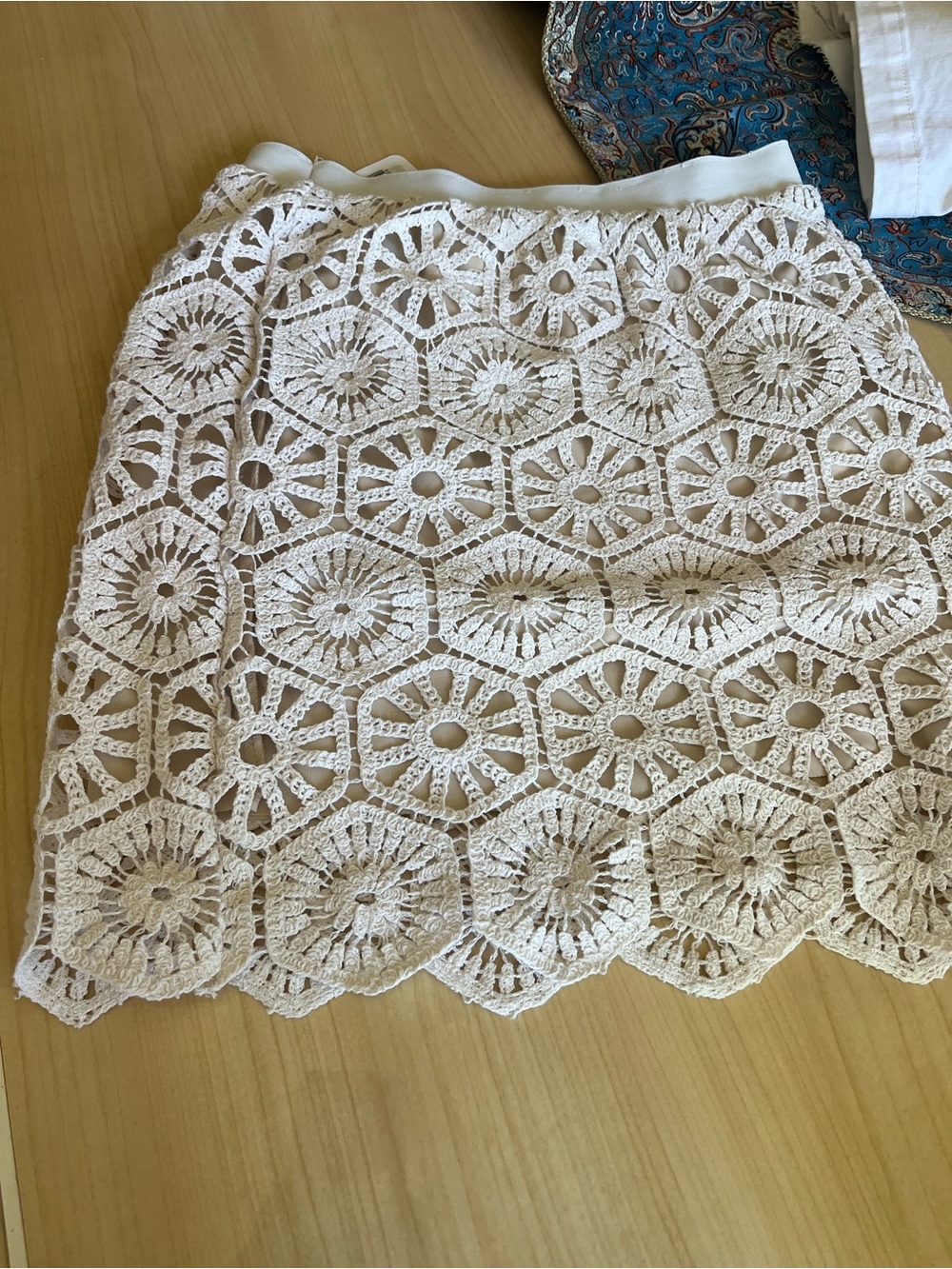 Crochet Mini Skirt in Ivory